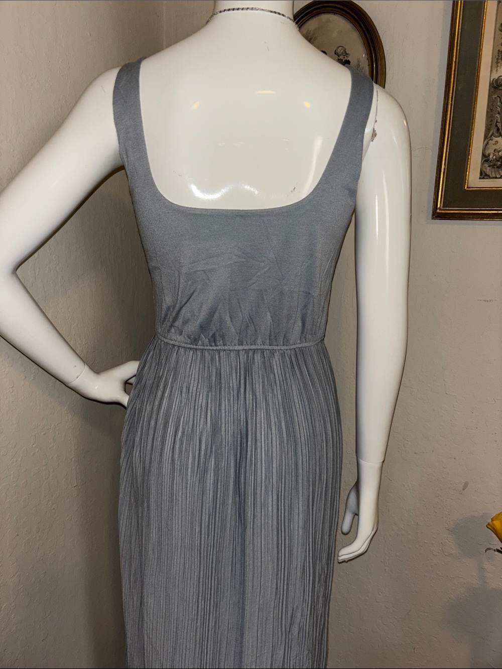 OAK + FORT Sleeveless Square-Neck Light Gray Midi Dress - Picture 6 of 11